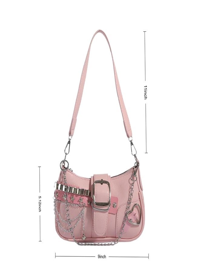 FrexCheng Cute Y2K Purse - Shoulder Bag with Chain Strap, Versatile Handbag for Women, Perfect for Daily Use, Parties & Travel (Pink) - Image 2